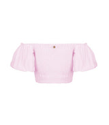 Tops Apoella Annie Puff Sleeve Smocked Top Striped Pink Apoella