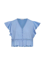 Tops APOELLA Anya Ruffle Crop Shirt Sky Apoella