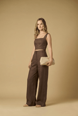 Tops APOELLA Ira Linen Crop Top Espresso Apoella