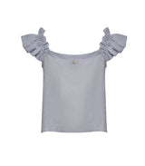 Tops Apoella Koko Ruffle Linen Top Grey Apoella