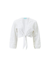 Tops Melissa Odabash Pia Embroidered Tie Front Crop Top White Apoella