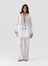 Tops Melissa Odabash Tamsin Lace Up Top White/Yellow Apoella