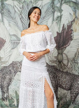 Tops Temptation Positano Charlotte Embroidered Off Shoulder Top White Apoella