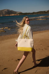 Totes Apoella Patmos Leather & Canvas Tote Bag Ivory Yellow / O/S Apoella
