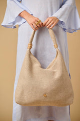 Totes APOELLA Spetses II Straw Hobo Shoulder Bag Beige O/S Apoella
