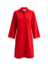 Tunic Ancient Kallos Schinousa Cut Embroidered Tunic Red S / Red Apoella