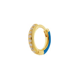 Two In One Hoops Blue Enamel Zircon Gold Plated
