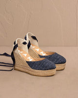 Wedges Manebi Wedge Espadrilles Navy Blue Apoella