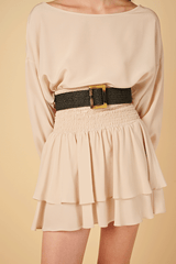 Belt Apoella Raffia Woven Belt Tortoise Buckle O/S / Black Apoella