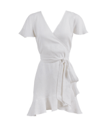 Dress Apoella Amalia Linen Mini Wrap Dress S/M / White Apoella