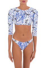 Swimwear Emmanuela Swimwear ELLA LONG SLEEVE BIKINI SPLASH WHITE/BLUE S / White Blue Apoella