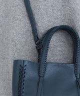 Micro Tote Grained Leather Blue