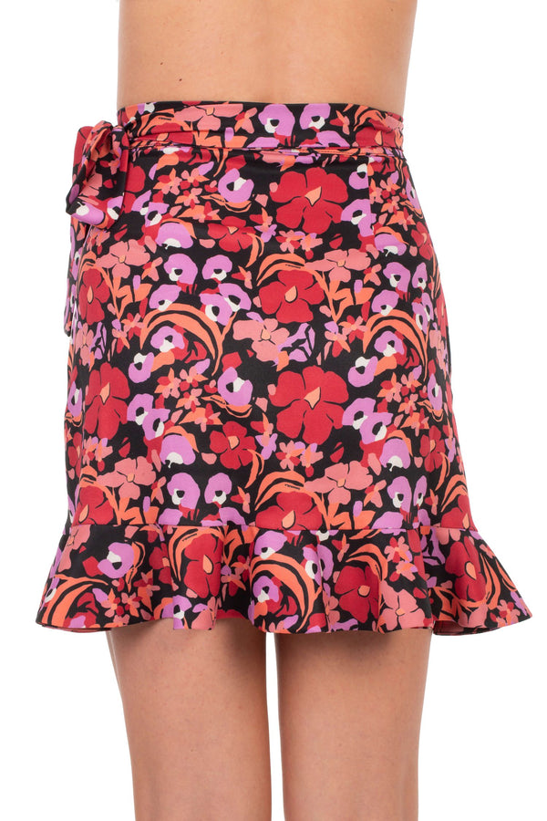 Jane Mini Skirt Bordeaux/Purple Flowers
