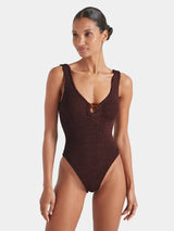 Celine Classic Covered Hoop One Piece Metallic Chocolate
