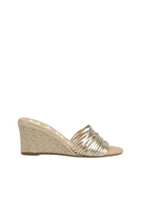 Multi Bands Mule Wedge Espadrilles Platinum