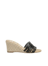 Multi Bands Mule Wedge Espadrilles Black