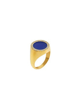Neon Blue Crystal Ring Gold Plated