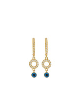 Trippy Dangling Dot Eye Midi Hoops Zircon Gold Plated