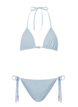 Gina Beaded Triangle Bikini Metallic Ice Blue