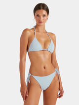 Gina Beaded Triangle Bikini Metallic Ice Blue