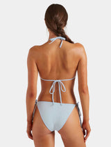 Gina Beaded Triangle Bikini Metallic Ice Blue