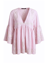 Feather Bell Sleeve Top Pink/Champagne