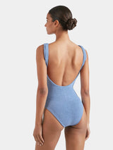 Square Neck Low Back One Piece Sky Blue