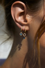 Trippy Dangling Dot Eye Midi Hoops Zircon Gold Plated