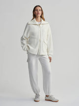 Activewear Varley Eleanor Patch Pochet Fleece Jacket Egret Apoella