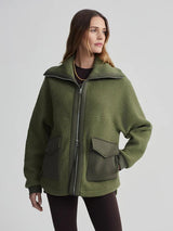 Activewear Varley Eleanor Patch Pochet Fleece Jacket Winter Moss Apoella