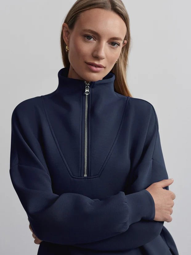 Activewear Varley Hawley Half Zip Sweater Blue Nights Apoella