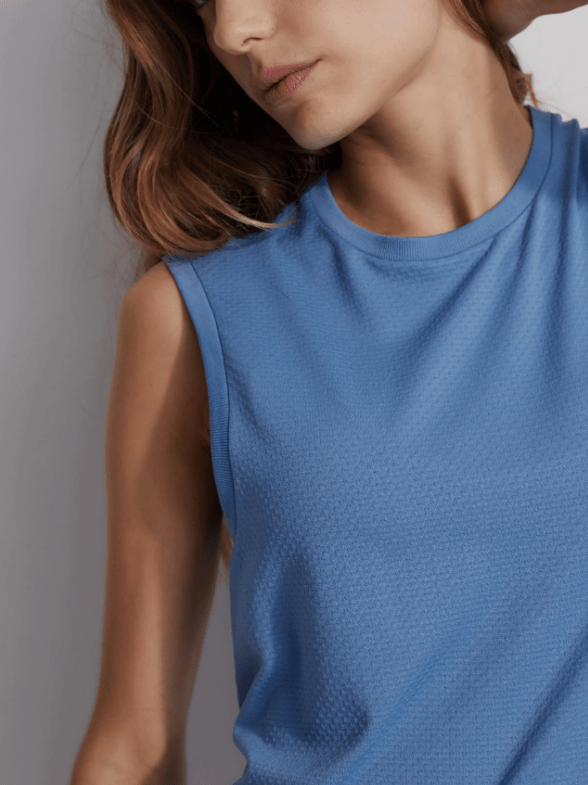 Activewear Varley Page Seamless Crop Tank Top Blue Heaven Apoella