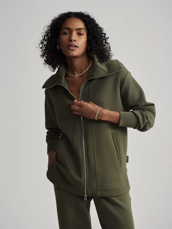 Activewear Varley Raleigh Zip Through Sweater Olive Night Apoella