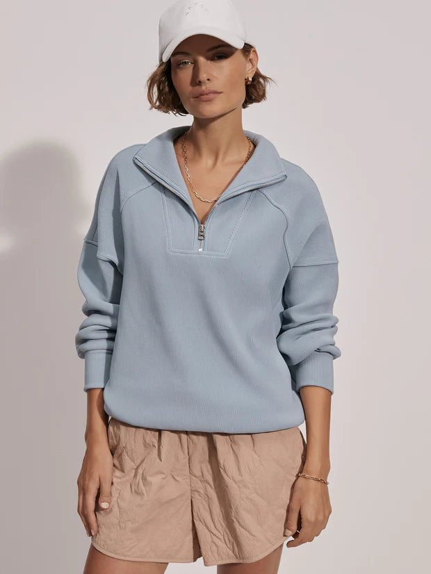 - Rhea Half Zip Sweater Ashley Blue Apoella