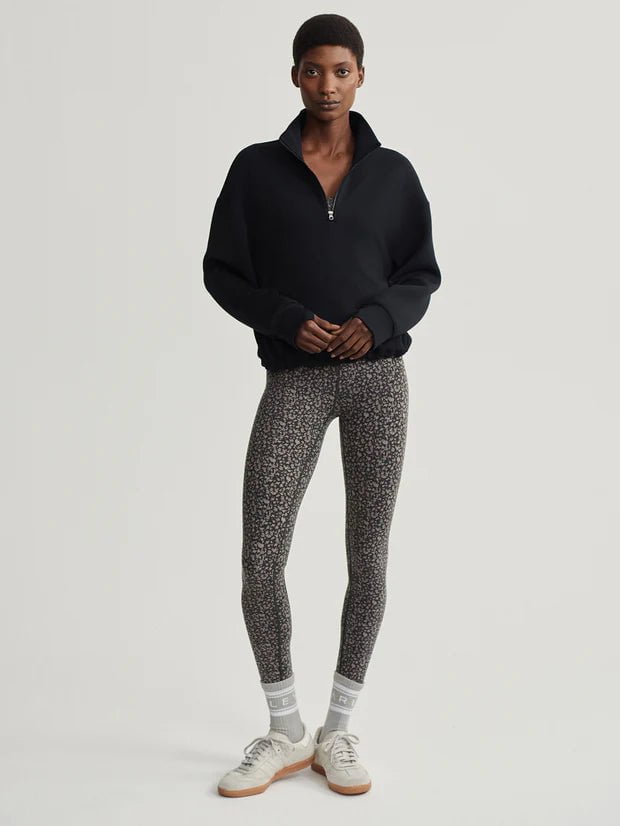 Activewear Varley Sian Cropped Half Zip Sweater Midlayer Black Apoella