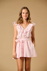 Playsuit APOELLA Erietta V Neck Ruffle Playsuit Pink Apoella