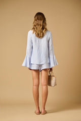Virginia Frill Shirt Striped Sky