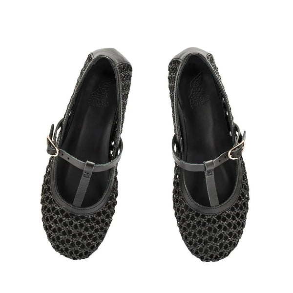 Ballerinas Ancient Greek Sandals Aerati Raffia Ballerinas Black Apoella