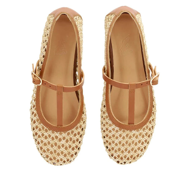 Ballerinas Ancient Greek Sandals Aerati Raffia Ballerinas Brown/Natural Apoella