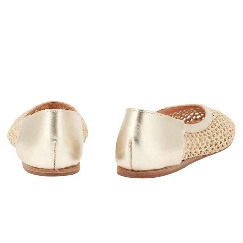 Ballerinas Ancient Greek Sandals Aeropi Raffia Ballerinas Platinum/Natural Apoella