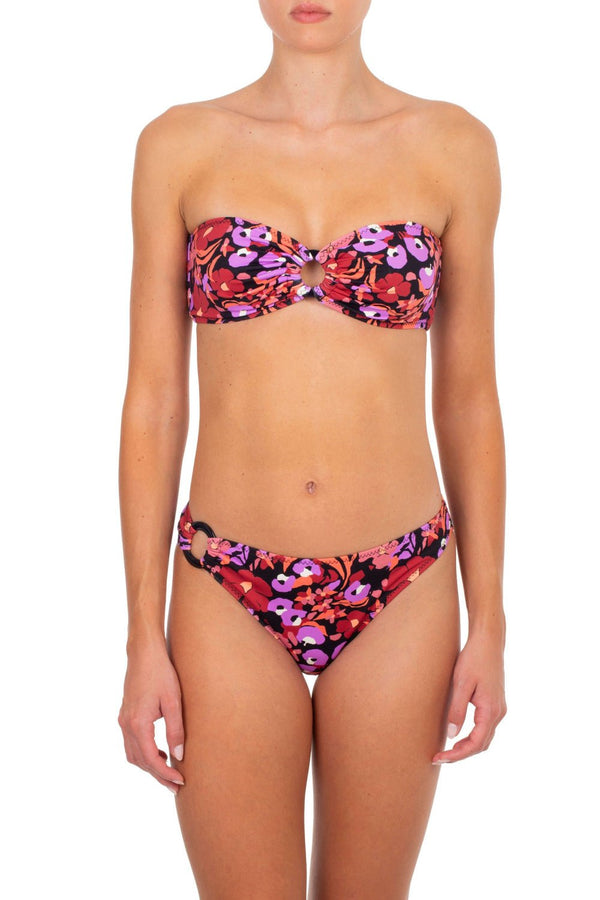 Bikini Emmanuela Swimwear Emma Bandeau Bikini Bordeaux/Purple Flowers Apoella