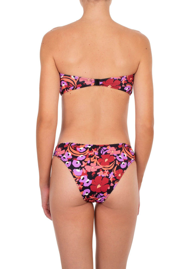 Bikini Emmanuela Swimwear Emma Bandeau Bikini Bordeaux/Purple Flowers Apoella