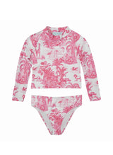 Bikini Marie Raxevsky Long Sleeve Crop Bikini Jungle Pink Apoella