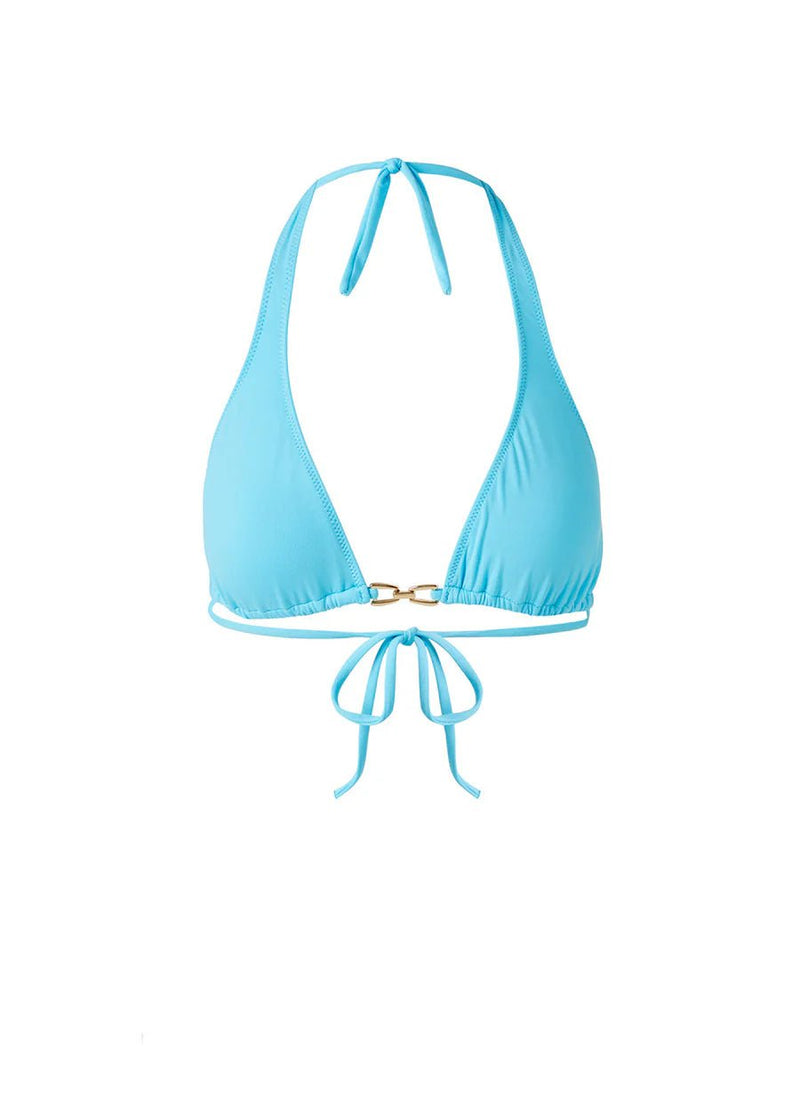 Bikini Melissa Odabash Antibes Ruched Halterneck Chain Detail Bikini Top Turquoise Apoella