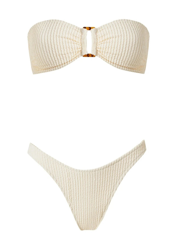 Bikini Stefania Frangista Melita Bandeau Bikini Curly Crema Apoella