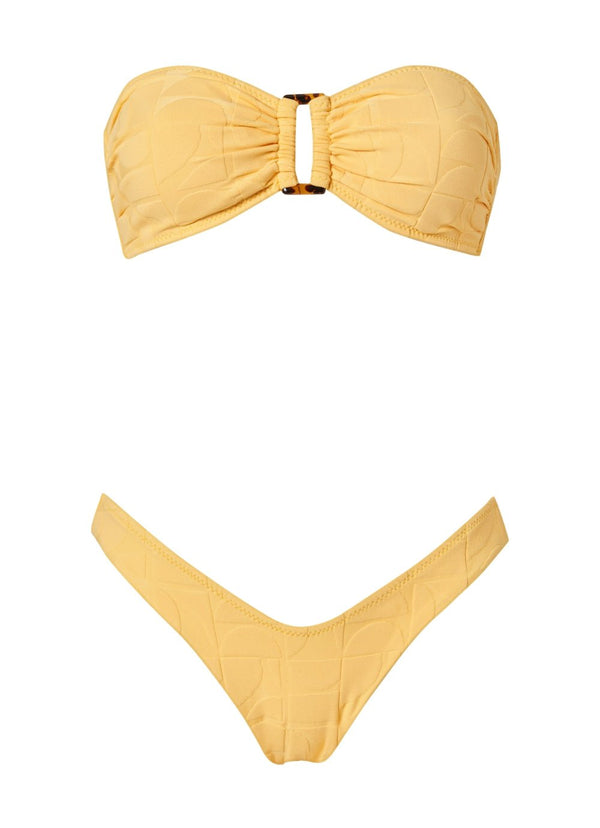 Bikini Stefania Frangista Melita Bandeau Bikini Jacquard Yellow Apoella