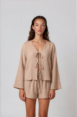 Blouses APLA Lamda Crinkled Loose Top Beige Apoella