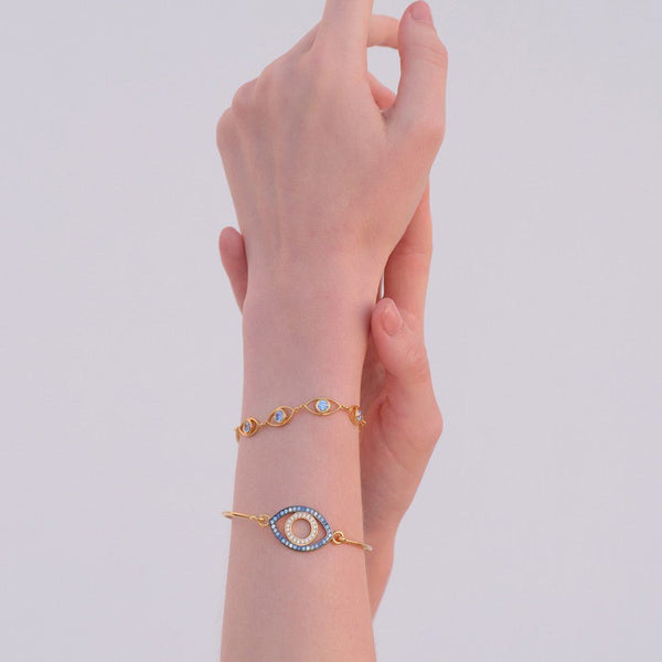 Bracelets Marianna Lemos Eye Bracelet Gold/Aqua O/S Apoella