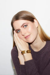 Bracelets Sylvia Toledano Byzantine Thin Cuff With Stones Bracelet Gold/Quartz Fume O/S Apoella