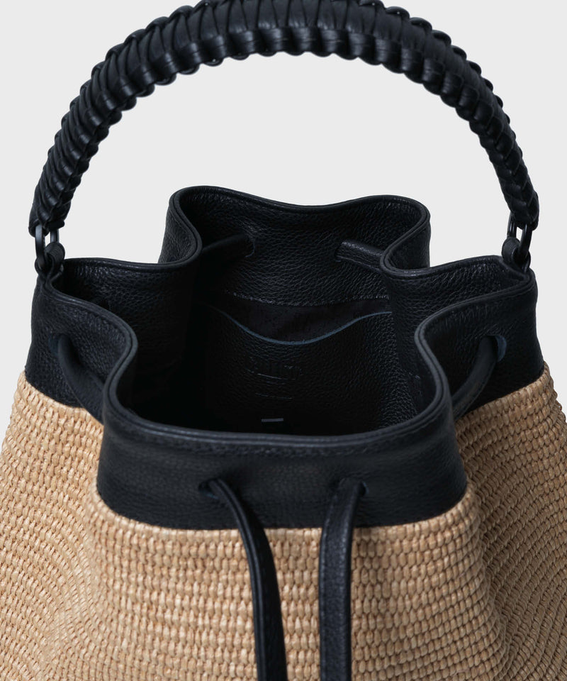 Bucket Bags Callista Crafts Bucket Bag Black Leather Straw Beige O/S / Straw Apoella